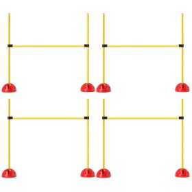 4 Piece Dog Agility Course Set With 4 Height Adjustable Dog Agility Jumps, Carry Bag, Yellow