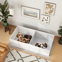 Whelping Box For Dogs And Puppies W Waterproof Pee Pad & Adjustable Door For Large