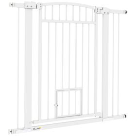 30"-41" Extra Wide Walk Through Dog Gate w/ Cat Door, 3-Inch & 5.5-Inch Extension Kits, 37" High