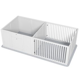 Dog Whelping Box w/ Waterproof Pee Pad & Adjustable Door for Small, Medium & Large Breed Dogs, 65" x 31.5"