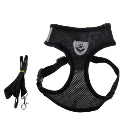 Fashionable High-end Multi-color Dog Harness (Option: Black-XL)