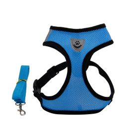 Fashionable High-end Multi-color Dog Harness (Option: Blue-S)