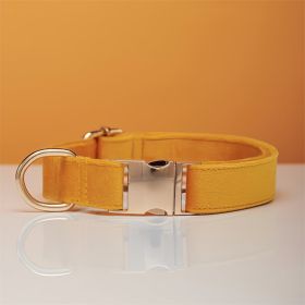 Multiple Colour Velvet Personalise Dog Collar Leash Set With Bow (Option: Yellow-S)