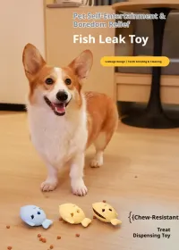 Fish-Shaped Dog Treat Dispenser Toy â€“ Food-Grade Silicone Slow Feeder For Boredom Relief, Self-Entertainment & Pet Interaction â€“ Durable Chew Toy (Option: Yellow)