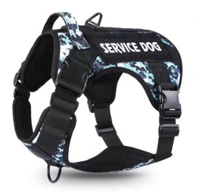 Tactical Pet Chest Service Dog Harness Vest Adjustable Reflective Dog Harness Metal Buckle Hiking Training (Option: Black camouflage-XL)