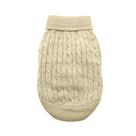 Combed Cotton Cable Knit Dog Sweater (Color: Oatmeal, size: X-Large)