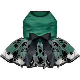 Green and Black Satin Dog Dress (size: large)